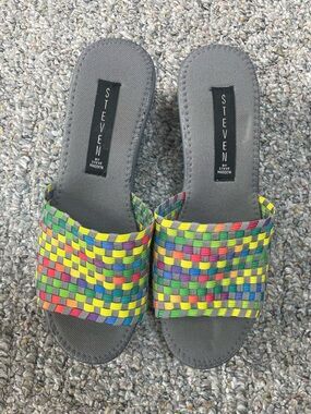 STEVEN by Steve Madden Rainbow Woven Slide Sandals